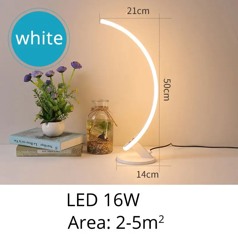Современный художественный светодиодный настольный светильник с вилкой для ЕС/США, прикроватный светодиодный светильник для спальни, настольная лампа для гостиной, настенное освещение для дня рождения - Цвет абажура: white table light