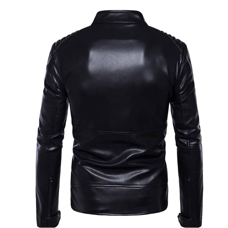 Мужская куртка плюс размер 5XL повседневная кожаная куртка Мужская Черная куртка с воротником-стойкой Мужская Высококачественная Мужская куртка из натуральной кожи
