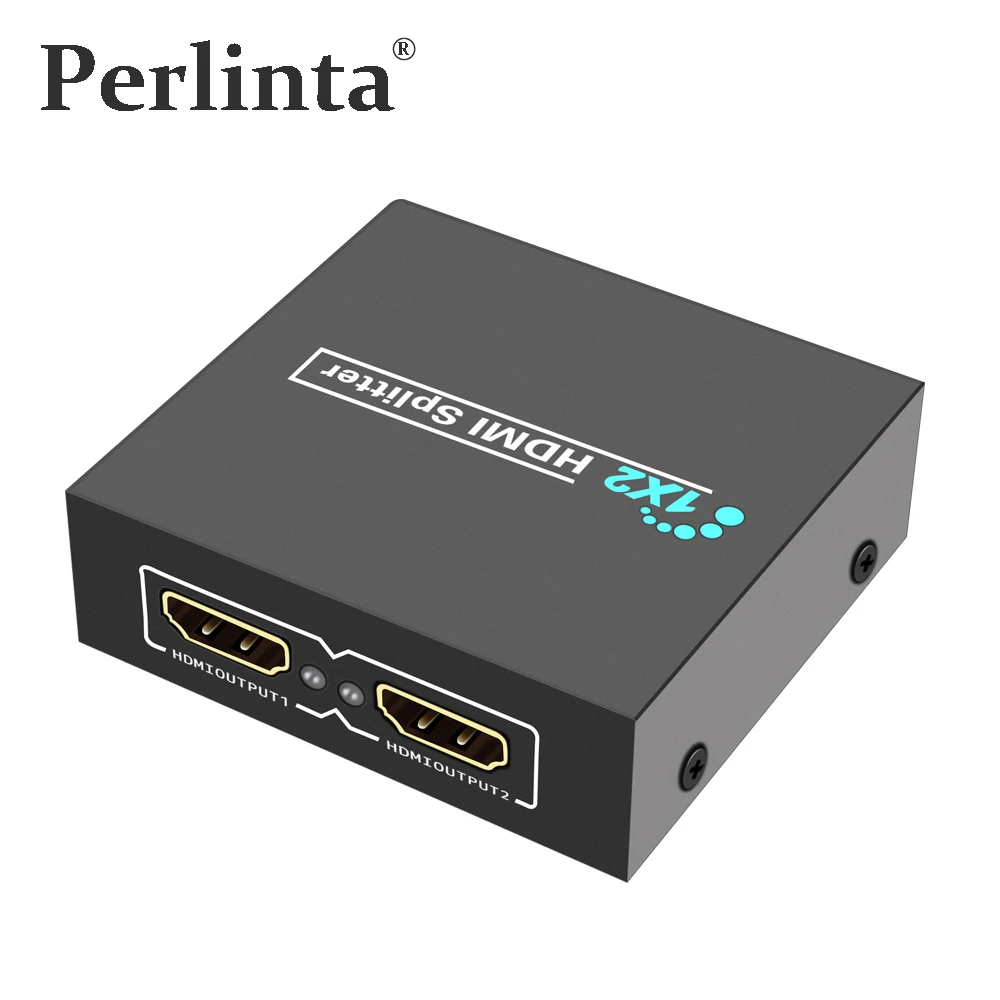 

Perlinta HDMI Splitter, 1080P 1 Input 2 Output HDMI Splitter Box, 1 HDMI Device to 2 HDMI Monitor Adapter For HDTV Sharing