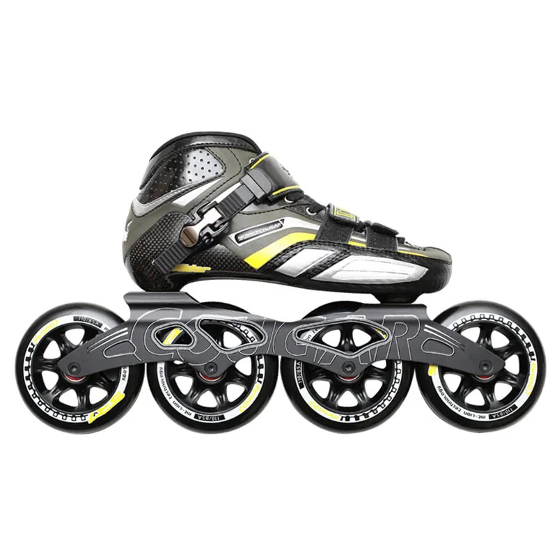 Japy تزلج الأصلي كوغار SR7 حذاء تزلج بعجلات سرعة ألياف الكربون الكبار الطفل طفل الأسطوانة أحذية التزلج 100/110 مللي متر سباق Patines