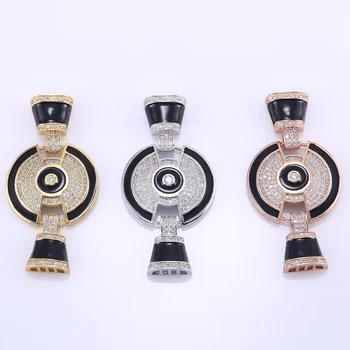 

European Hot Fashion DIY Pearl Jewelry Pendant Charms Round Classic Zircon Rhinestone Enamel Copper Jewelry Connectors Findings
