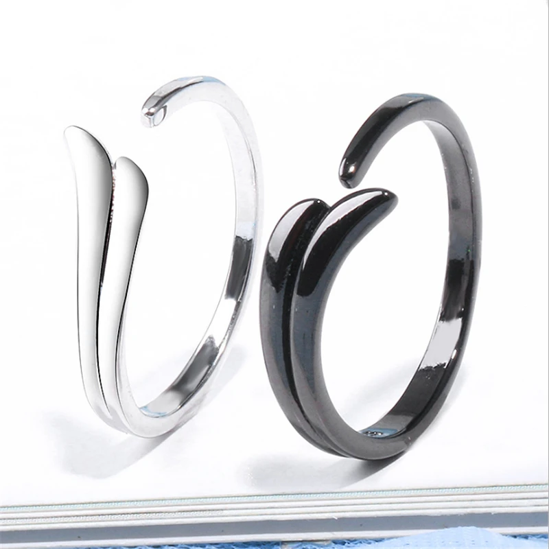 

2019 korean style 925 sterling sliver love bird wing couple engagement ring for lovers black free shipping orsa boda GMNR196
