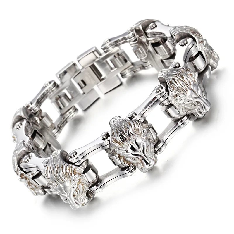 

New fashion steel lion head bracelet stainless steel bracelet chain bracelet men 's bicycle