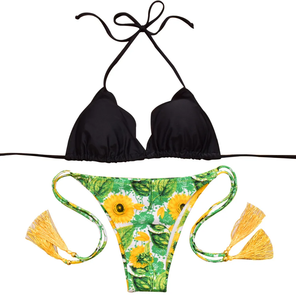 Youdian Swimsuit Floral Printed Sexy Women Bandage Tassel Two Piece