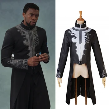 

Movie Black Panther Jacket Cosplay Costume Superhero Coat T'Challa Black Jacket Halloween Fancy Clothes Carnival Suit Adult Men