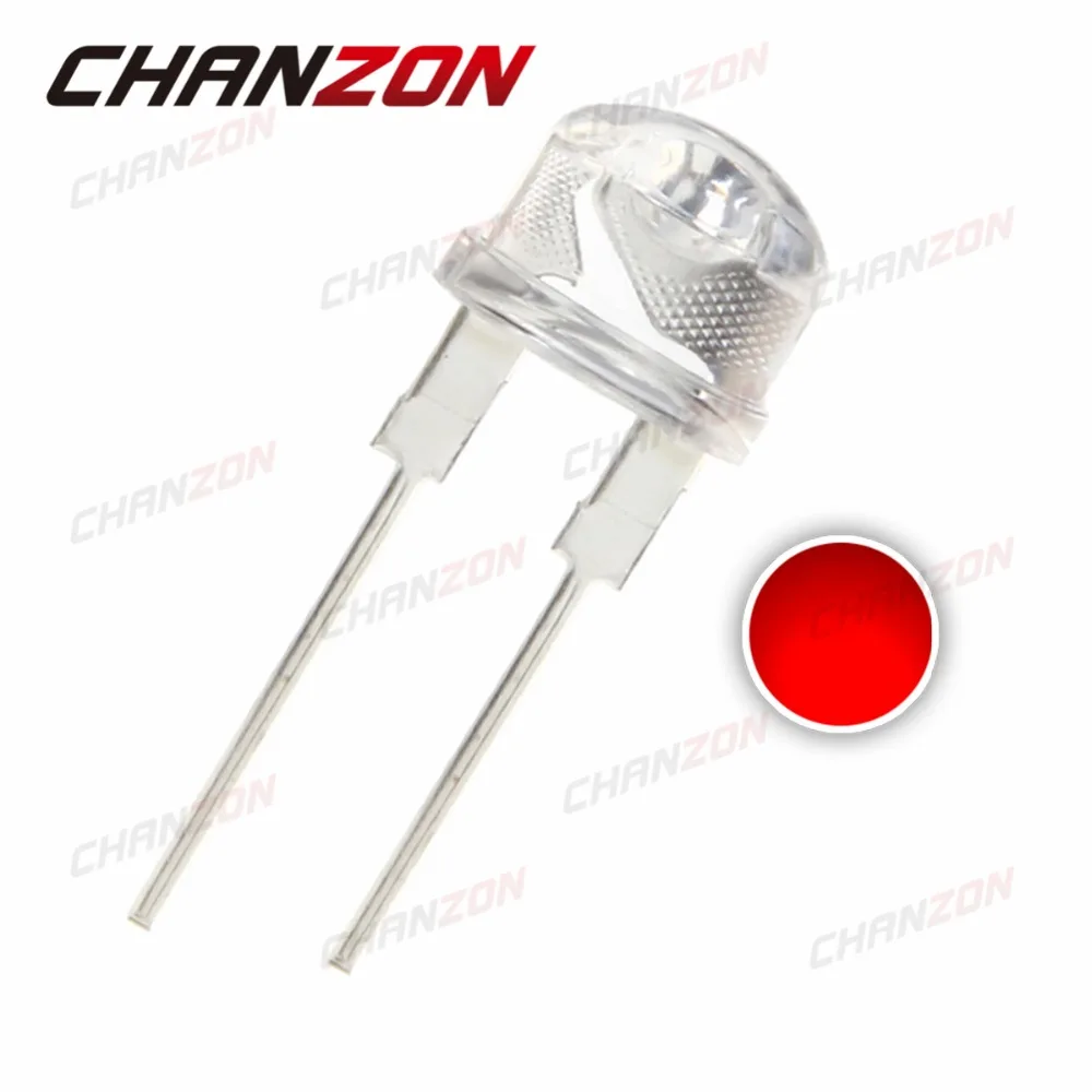 

50pcs 8mm Straw Hat LED Diode Red Transparent Wide Angle Clear Lens 8 mm Light Emitting Diode DC 2V 20mA LED Lamp Ultra Bright