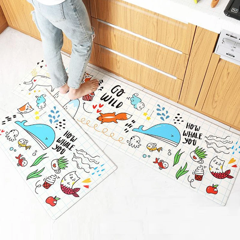Best Kitchen Mat Waterproofing Home Doodling Mat Leatherwear Multi Size Bedroom Floor Mat Decoration Kitchen Anti Fatigue Mattress