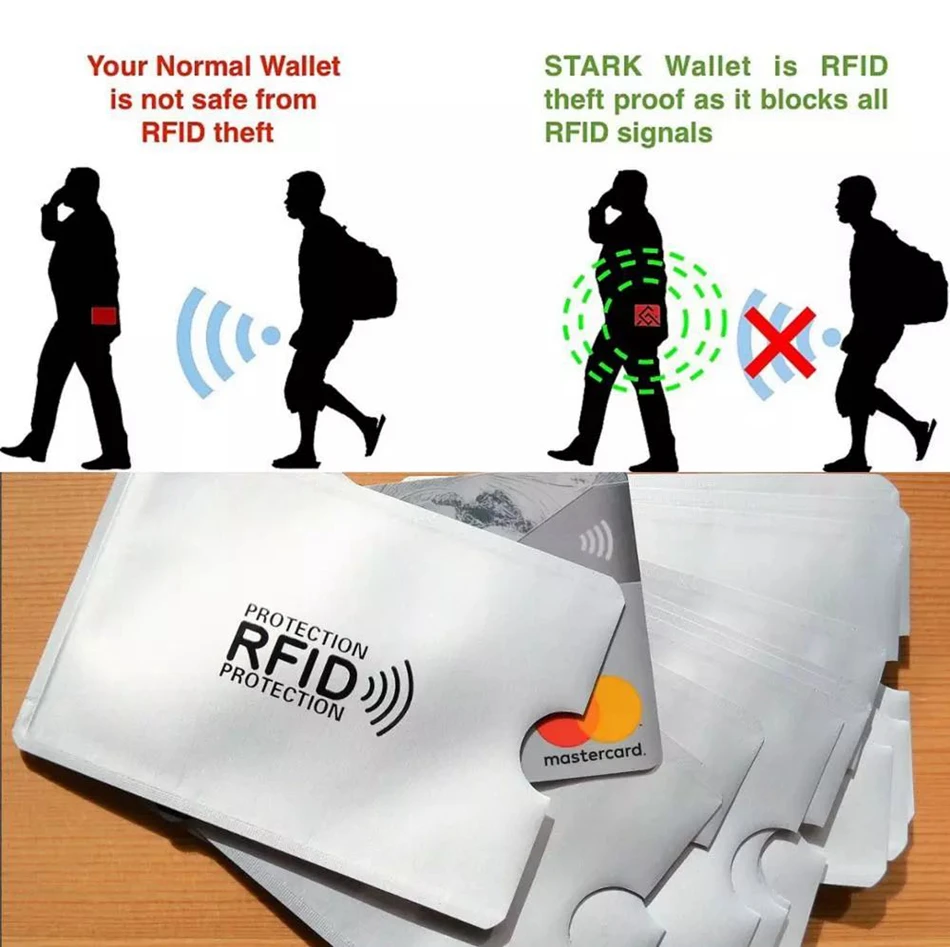 Casual Laser Aluminium Metal Credit Anti Rfid Wallet Blocking Reader Lock Bank Card Holder ID Bank Card Case Business Protection