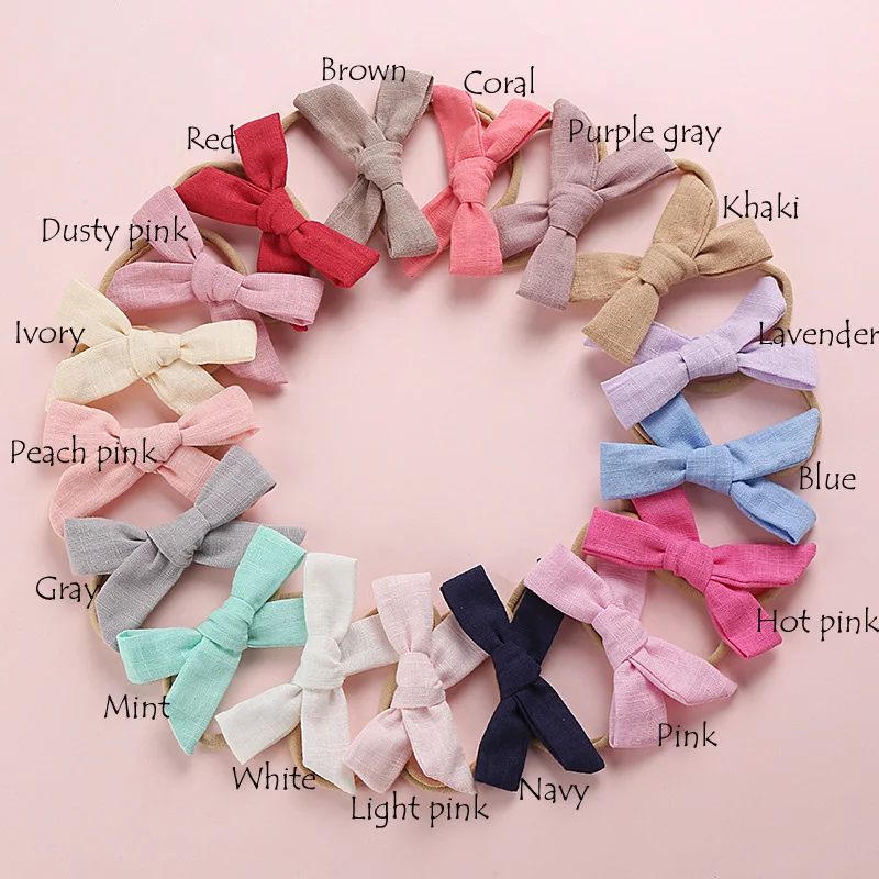 68-pcs-pcs-lot-hand-tied-linen-hair-bow-nylon-headband-or-hair-clips-spring-fabric-bow-headbands-baby-shower-gift