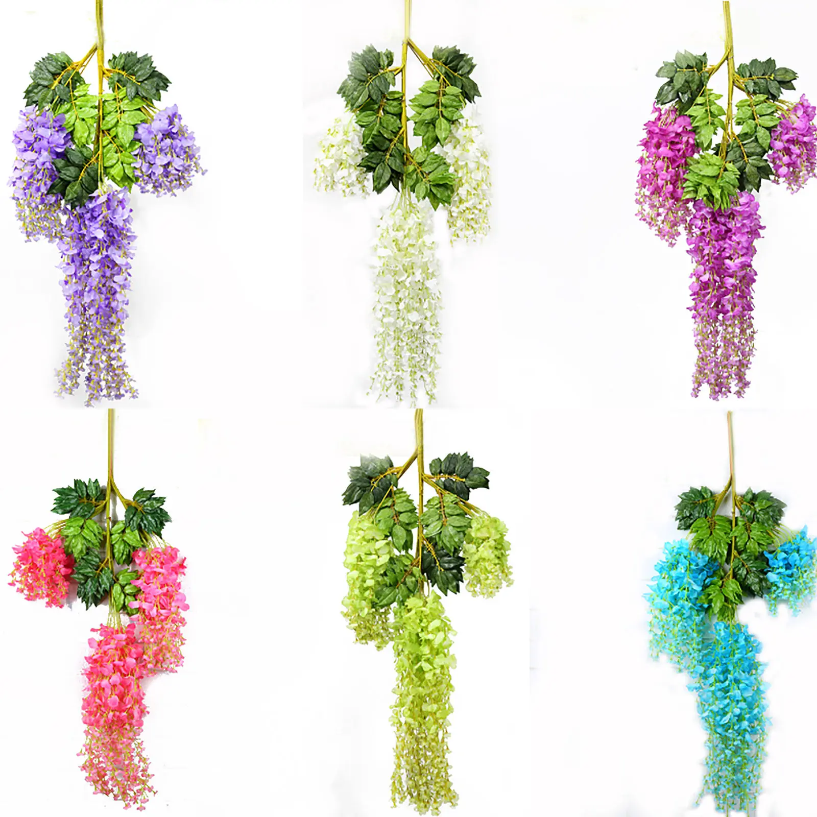 2pcs 30cm New Plants Wisteria Bouquet Artificial Vine Hanging Silk Party Garden Flower Party DIY