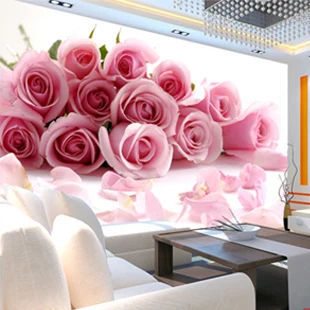 

Custom 3D stereoscopic large mural bedroom living room TV background fabric wallpaper pink roses wedding marriage room
