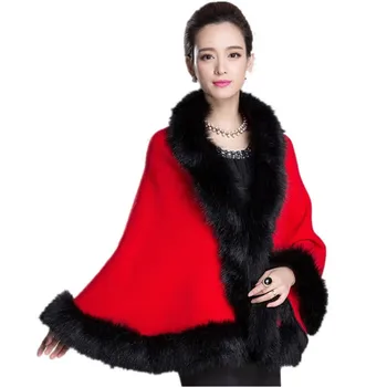 

new Winter Womens Leather Grass Fox Fur vest Collar poncho with fur Wedding Dress Shawl Cape Lady Wool Vest Fur Coat