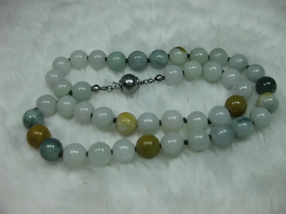 

0135 NATURE GRADE "A "GREEN YELLOW JADE BEADS JADEITE NECKLACE