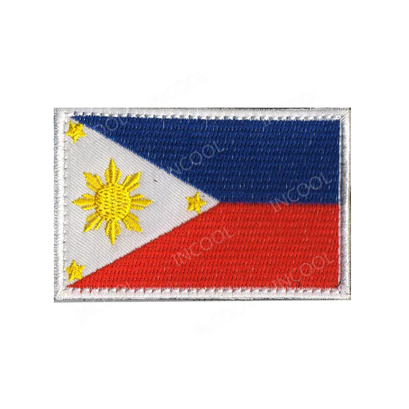 Флаг Филиппин Череп Вышивка патч военный боевой дух нашивки боевые тактические аппликации эмблема вышитые значки флаги
