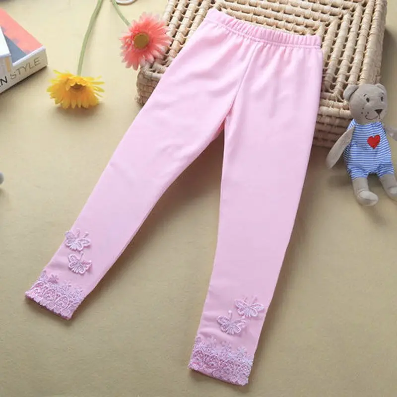 Штаны для девочек из хлопка с бантом в Корейском стиле модные леггинсы для девочек От 4 до 7 лет детские штаны - Цвет: Pink