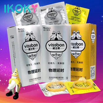 

IKOKY 12 Pieces/Box Physical Delay Ejaculation Delayed G Point Stimulation Large Particle Penis Sleeve Condom Male Condom