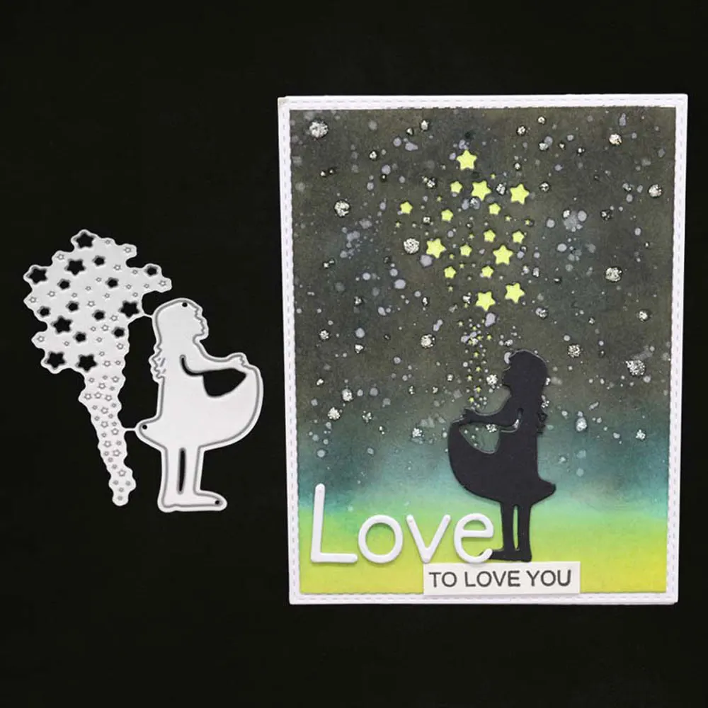 

Little Girl Wishing Metal Cutting Dies Stencil For DIY Scrapbooking Card Making Embossing Craft Stamps And Dies New 2019