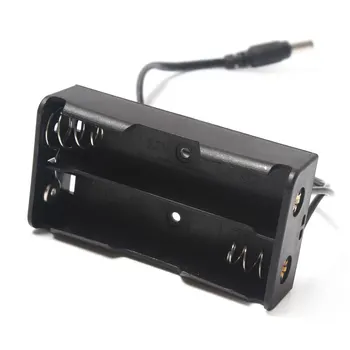

Wholesale 100Pcs/Lot DIY Clip Holder Container 18650 Battery Case Box Holder for 2x 18650 With 5.5*2.1mm DC Power Plug