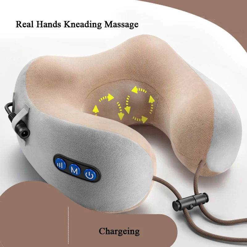 Массажная подушка для шеи, облегчение боли в шее, разминание, вибрационное массажное устройство, портативное интеллектуальное USB зарядное устройство, M форма, модное