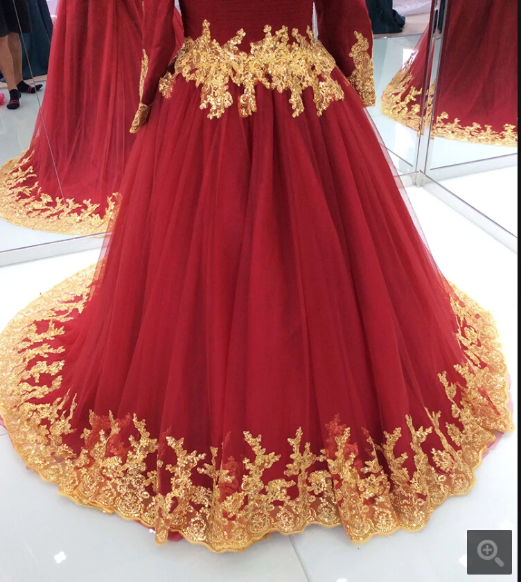 Robe de soiree скромное Бордовое платье для выпускного длинное бальное платье золотистые кружевные аппликации с длинными рукавами Женский Арабский классический выходной вечерний