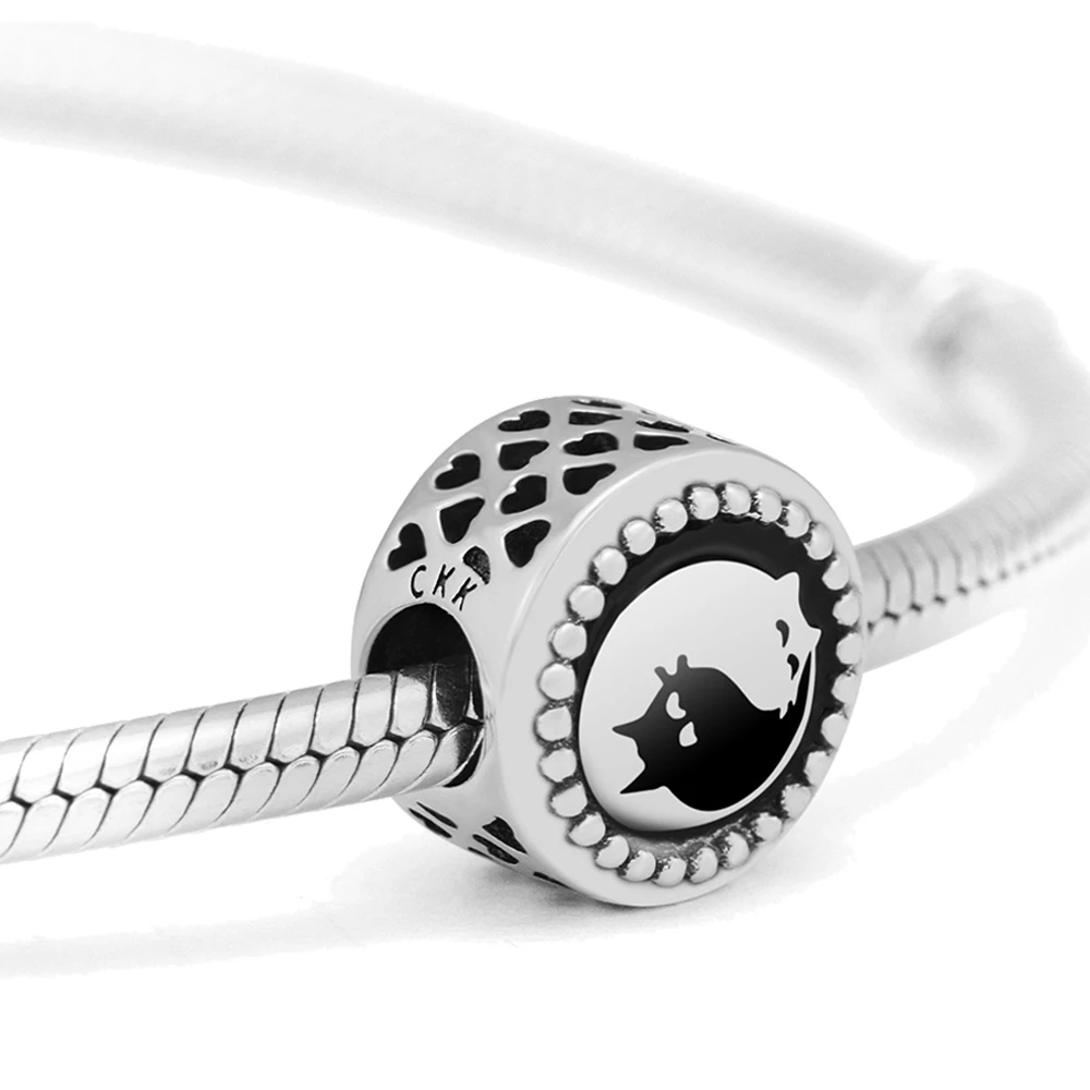 Fandola CKK 925 Sterling-Silver Black & White Cats Tai Chi Beads Fits Pandora Charms Bracelets Charms 925 Original d'origine Fandola CKK 925 Sterling-Silver Black & White Cats Tai Chi Beads Fits Pandora Charms Bracelets Charms 925 Original d'origine