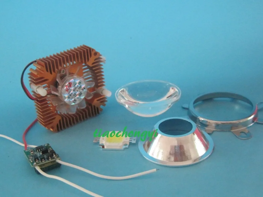 10W Cold White 6000-6500K High Power LED+10W Driver+44mm Lens+10w Heatsink kit