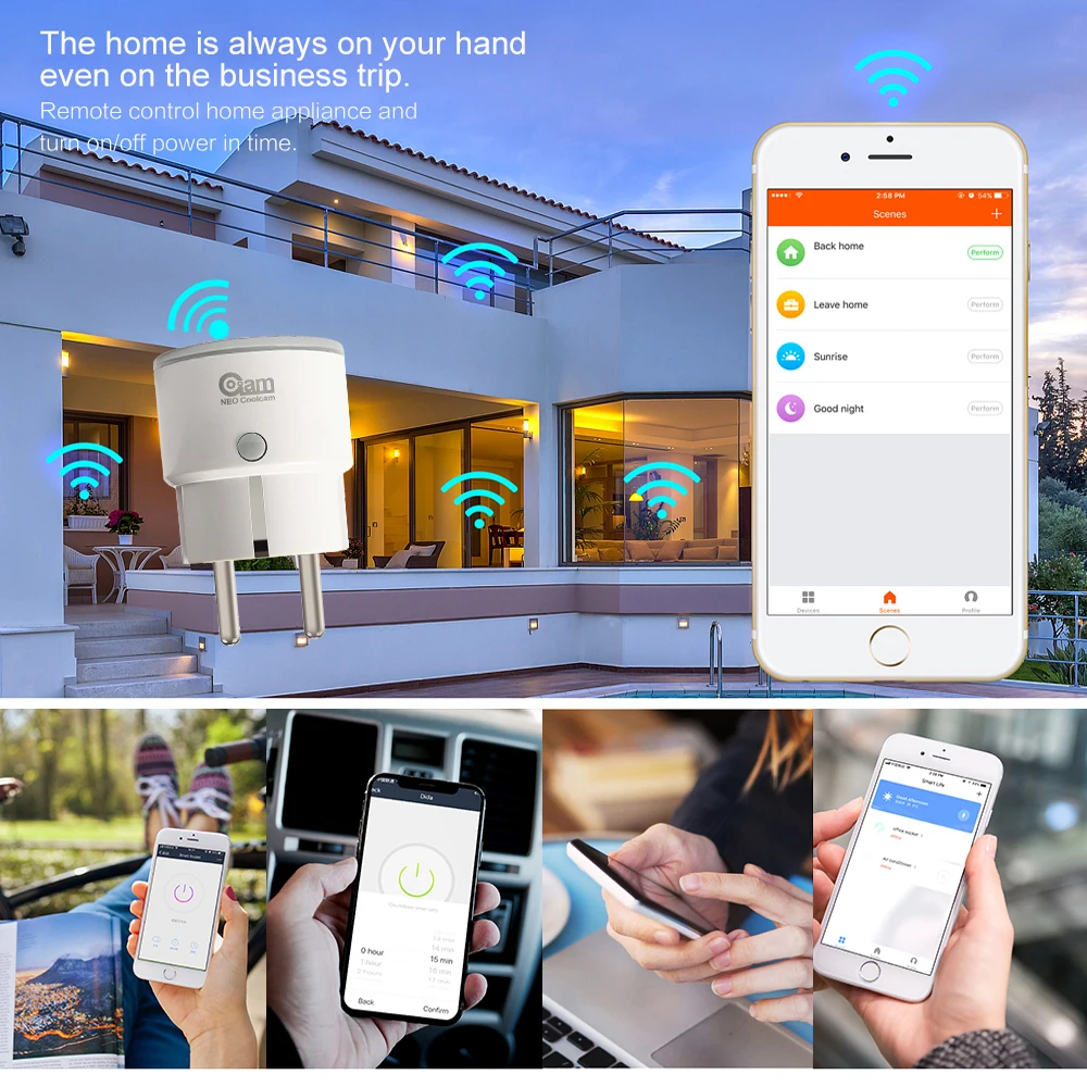 NEO COOLCAM Wi-Fi умная розетка с разъемом EU поддержка Alexa, Google Home, IFTTT розетка с таймером и пультом дистанционного управления через мобильный телефон