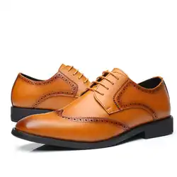 Деловая обувь для офиса, мужские роскошные кожаные туфли-оксфорды, дышащая деловая модельная обувь на плоской подошве Вечерние обувь для