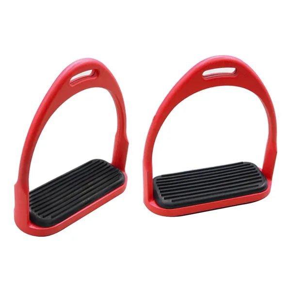 1 Pair Safety Stirrup With Rubber Pad Horsing Equestrian Lightweight Aluminum Saddle Accessories Horse Riding Racing Equipment - Цвет: Red