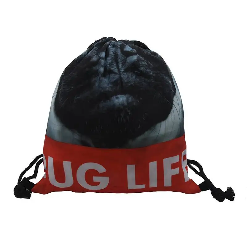 

casual Dog Backpack 3D Print Travel Softback Harajuku Drawstring Bag Unisex Backpacks(black, Grey)