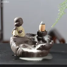 Креативный маленький монах курильница для благовоний горелка фиолетовая Глиняное украшение курильница для чайного домика украшения для офиса дома