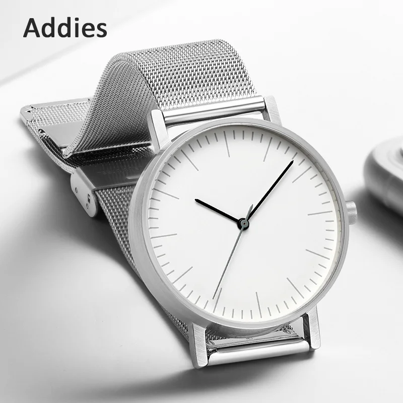 

Addies Ultra-thin business watch Minimalist Swiss Movement Stainless Steel Mesh Leather Watches Bracelet Quartz Watch clock