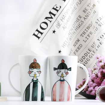 

Cute cartoon handmade ceramic mug Fun abstract chicken ceramic coffee cup