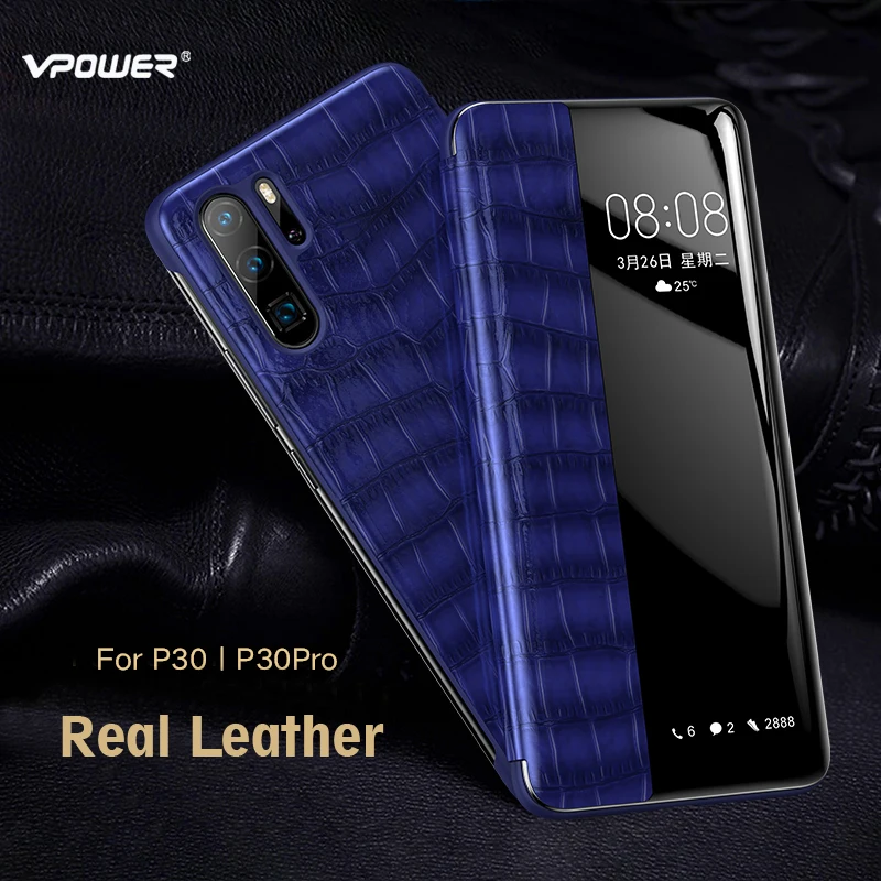 

Genuine Leather Case For Huawei P30 pro Case Crocodile Skin P 30 Leather Flip Case For Huawei P30 Pro Protector Smart Cover
