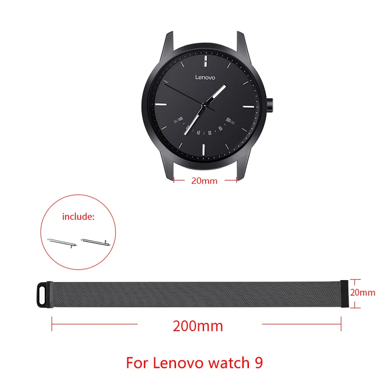 Ремешок шириной 20 мм Миланская Петля Браслет Для lenovo Watch 9 сменный Браслет lenovo ремешок для часов петля магнитная пряжка