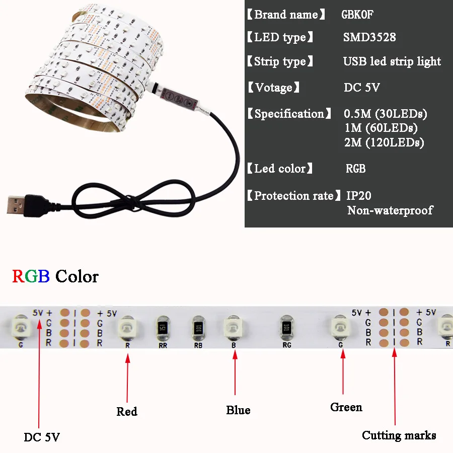 USB Светодиодная лента лампа 2835SMD DC5V гибкий светодиодный светильник лента 50 см 1 м 2 м HD ТВ Настольный экран подсветка косой светильник ing
