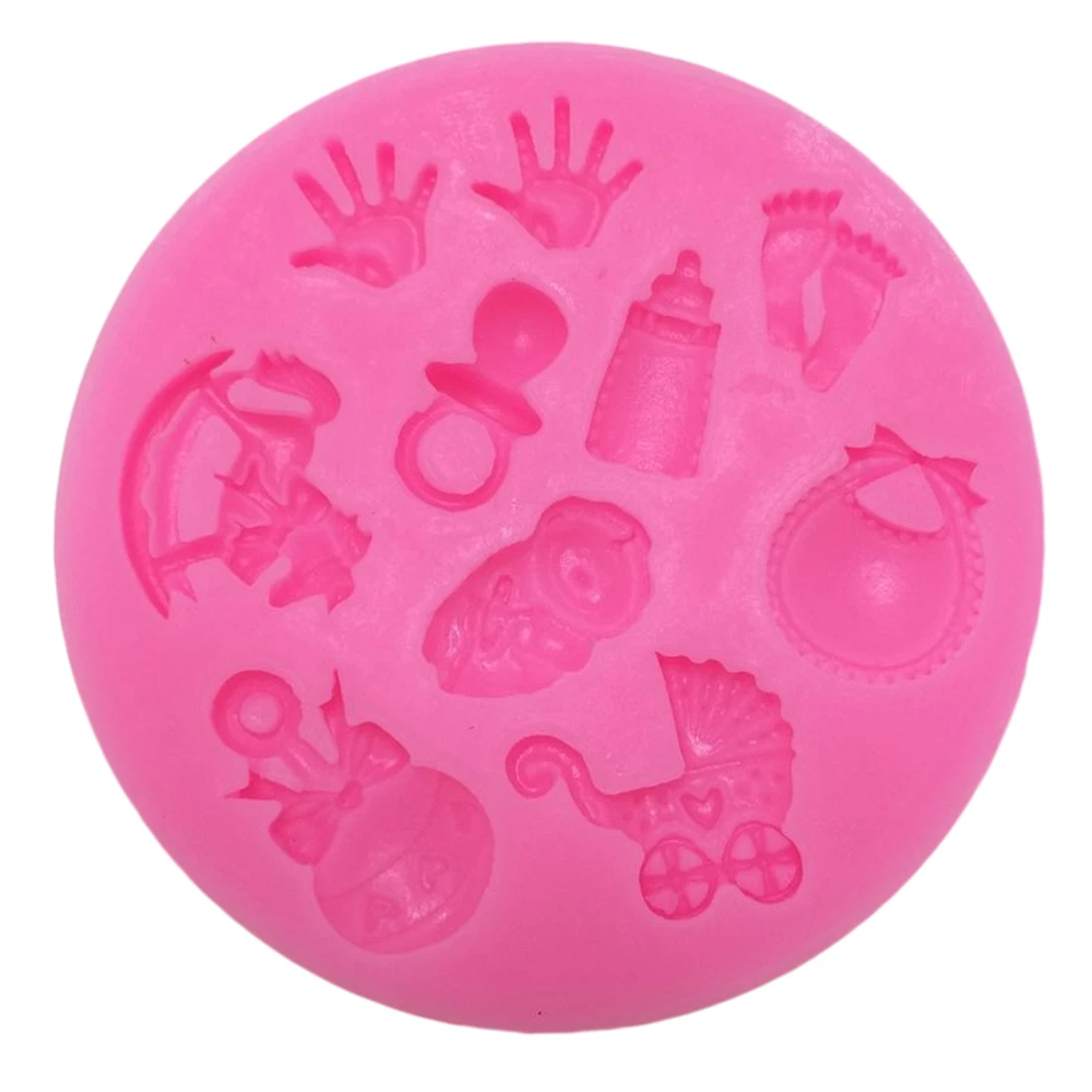 

Newest Baby Shower Party stroller hand bottle Trojan silicone mold soap chocolate fondant cake decoration baking DIY tool