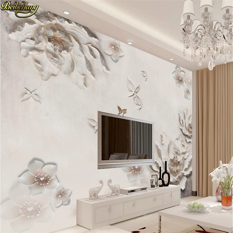 

beibehang Embossed peony flowers blooming rich background wall large fresco cafe lounge custom personalized wallpaper