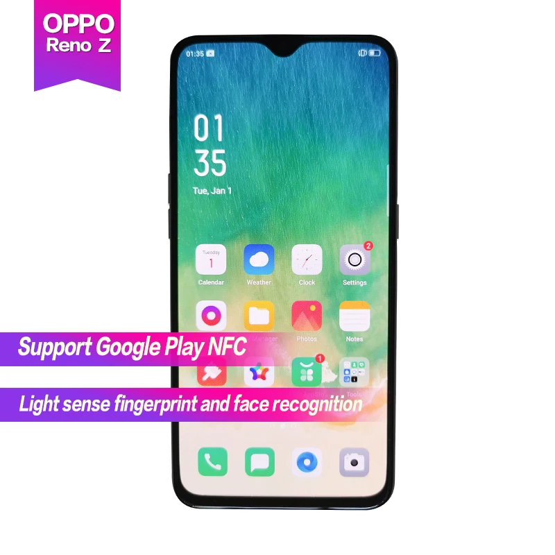

OPPO Reno Z New 6.4"AMOLED Water drop screen Support NFC 2340x1080 4035mAh Octa Core Fingerprint+Face ID 3 cameras 32MP+48MP+5MP