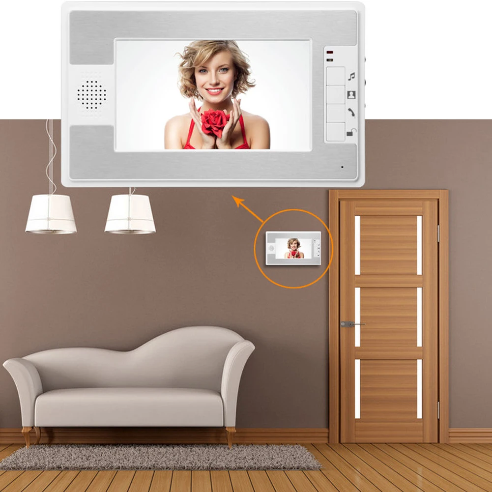 

7" Color TFT LCD Doorbell Viewer Wired Video Intercom Visual Doorbell IR Camera Monitor Night Vision