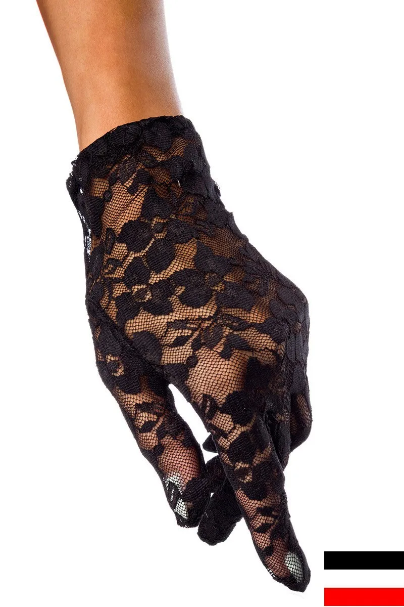 Hot Girl Sexy wrist length women lace bride gloves red/white/black lace hand gloves floral print