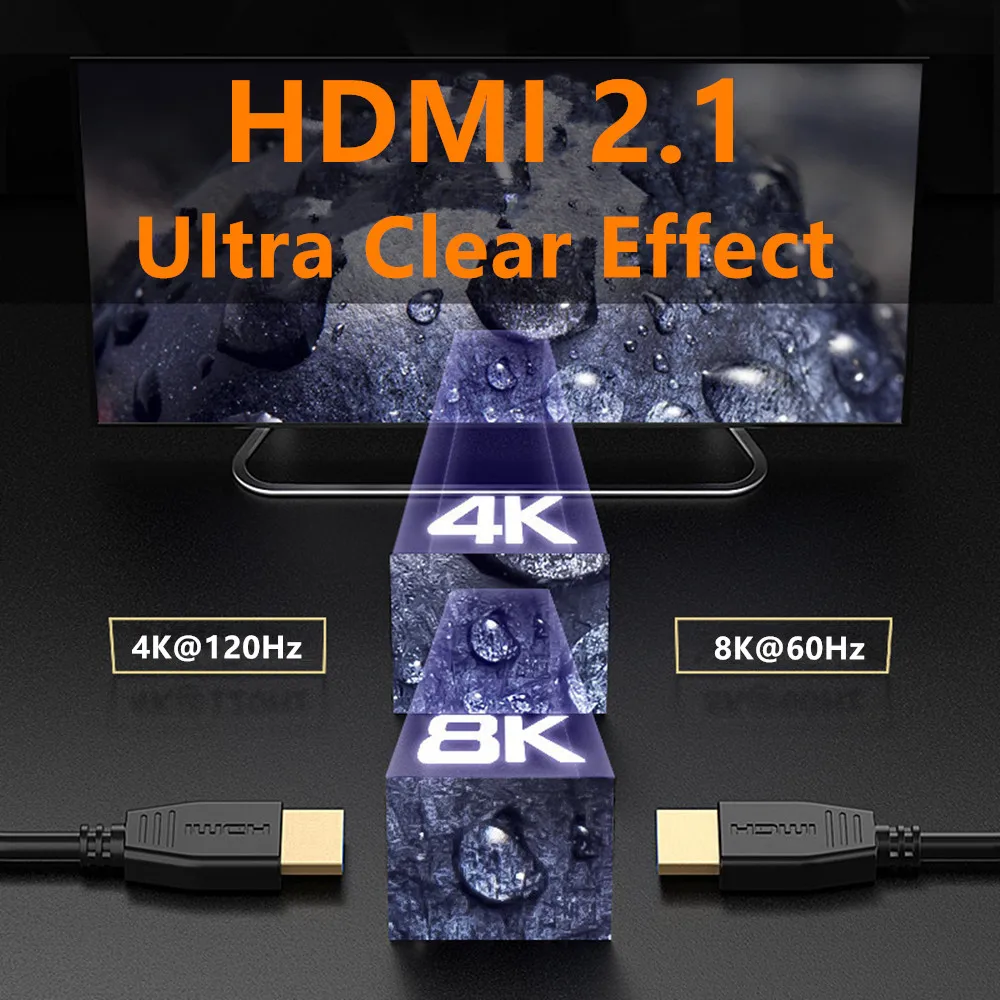 Волоконно-оптический HDMI 2,1 8K HDMI кабель 120 Гц 48 Гбит/с для HDR проектора ТВ Компьютера Соединительный шнур оптический hdmi Кабель 1,8 м черный