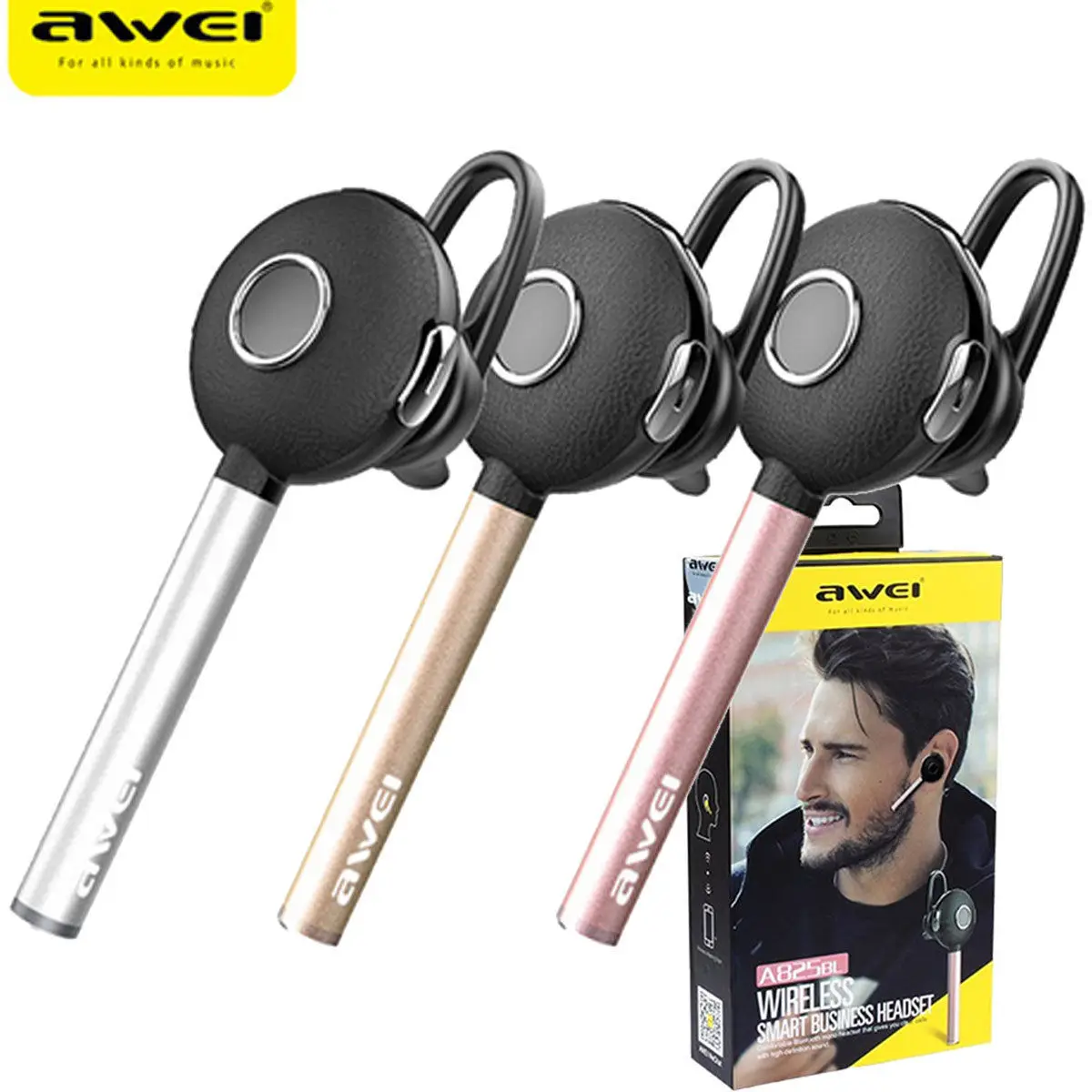

AWEI Bluetooth Wireless Earphone Earbud Stereo Headset For iPhone Huawei Samsung