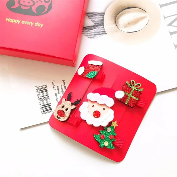 kid Christmas Santa Claus hair accesories hairpin headband gift box baby girl hairclip baby girl hair accessories children cute (5)
