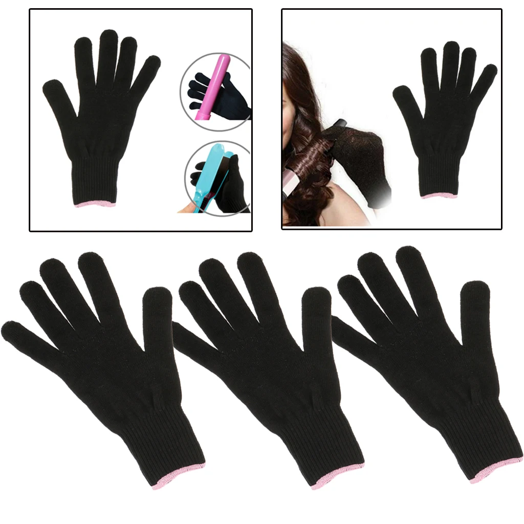 3PCS Heat Resistant Gloves Hot Proof Protection Gloves for Hair Styling Tool Straightener Brush Heat Blocking for Curling Wand