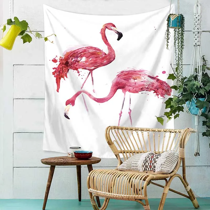 

150x150cm Two Flamingos Decor Mandala Animal Tapestry Wall Hanging Hippie Throw Bohemian Dorm Bedspread Table Cloth Curtain