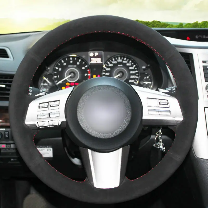 

Top Leather Steering Wheel Hand-stitch on Wrap Cover For Subaru Outback 2012