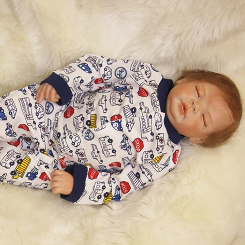 Verwurzelt Mohair Reborn Baby Boy 22 Zoll Lebensechte Newborn Babys Puppe Silikon Realistische Puppen Spielzeug Mit Geschlossenen Augen Für Sammlung