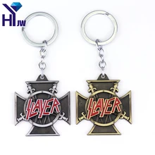 Porte-clés en métal avec Logo Slayer Killer Thrash, Vintage, pour groupe de Rock, bijoux pour Fans, cadeau Souvenir, haute qualité