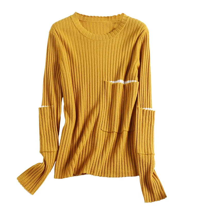 Solid long sleeve elastic knit wool basic sweater 2018 new women autumn pullover slim sweater